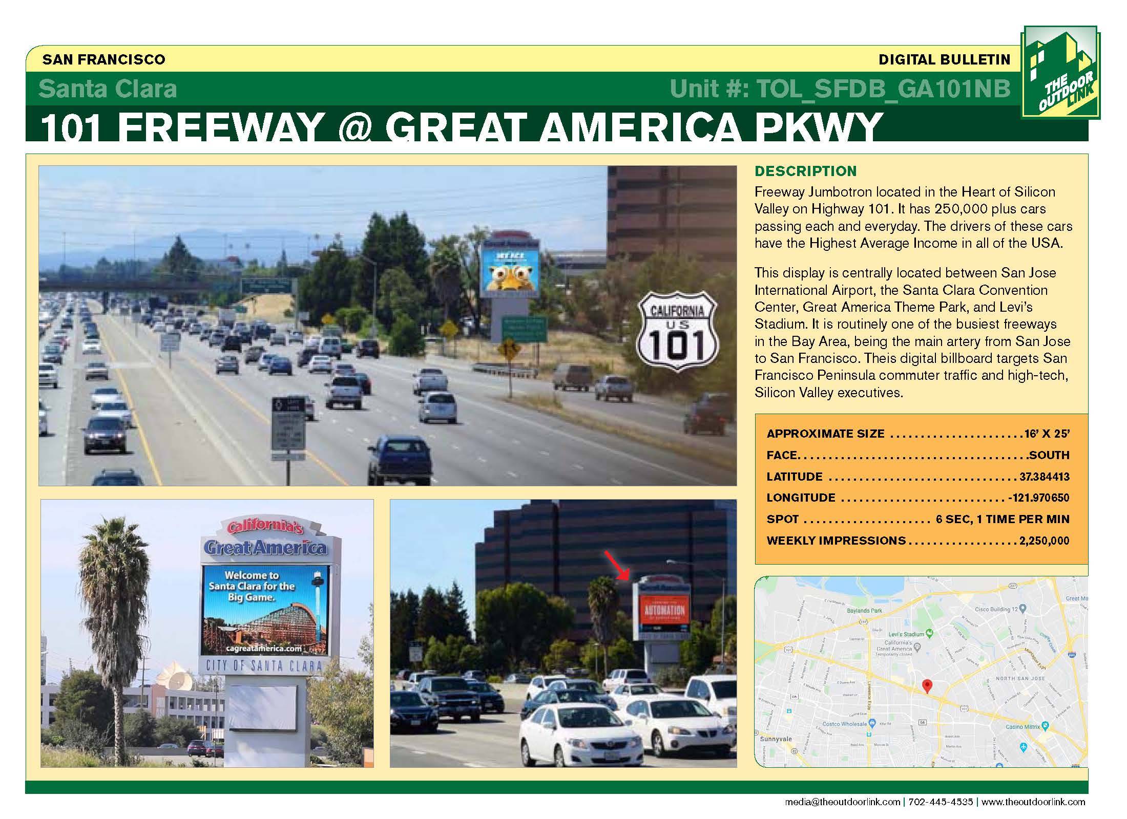 101 Freeway @ Great America Parkway Northbound