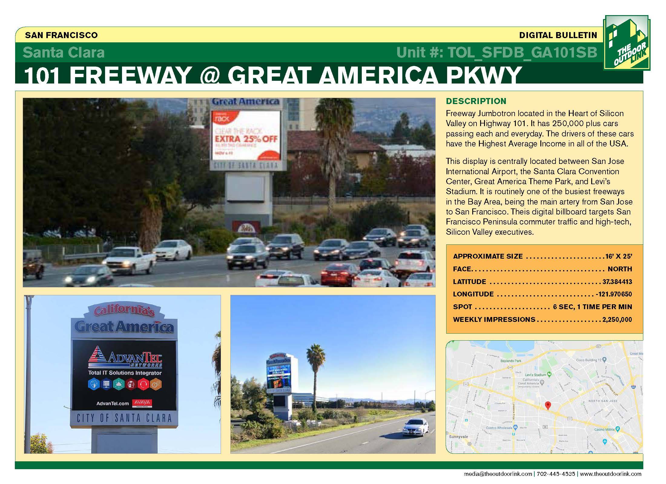 101 Freeway @ Great America Parkway Southbound